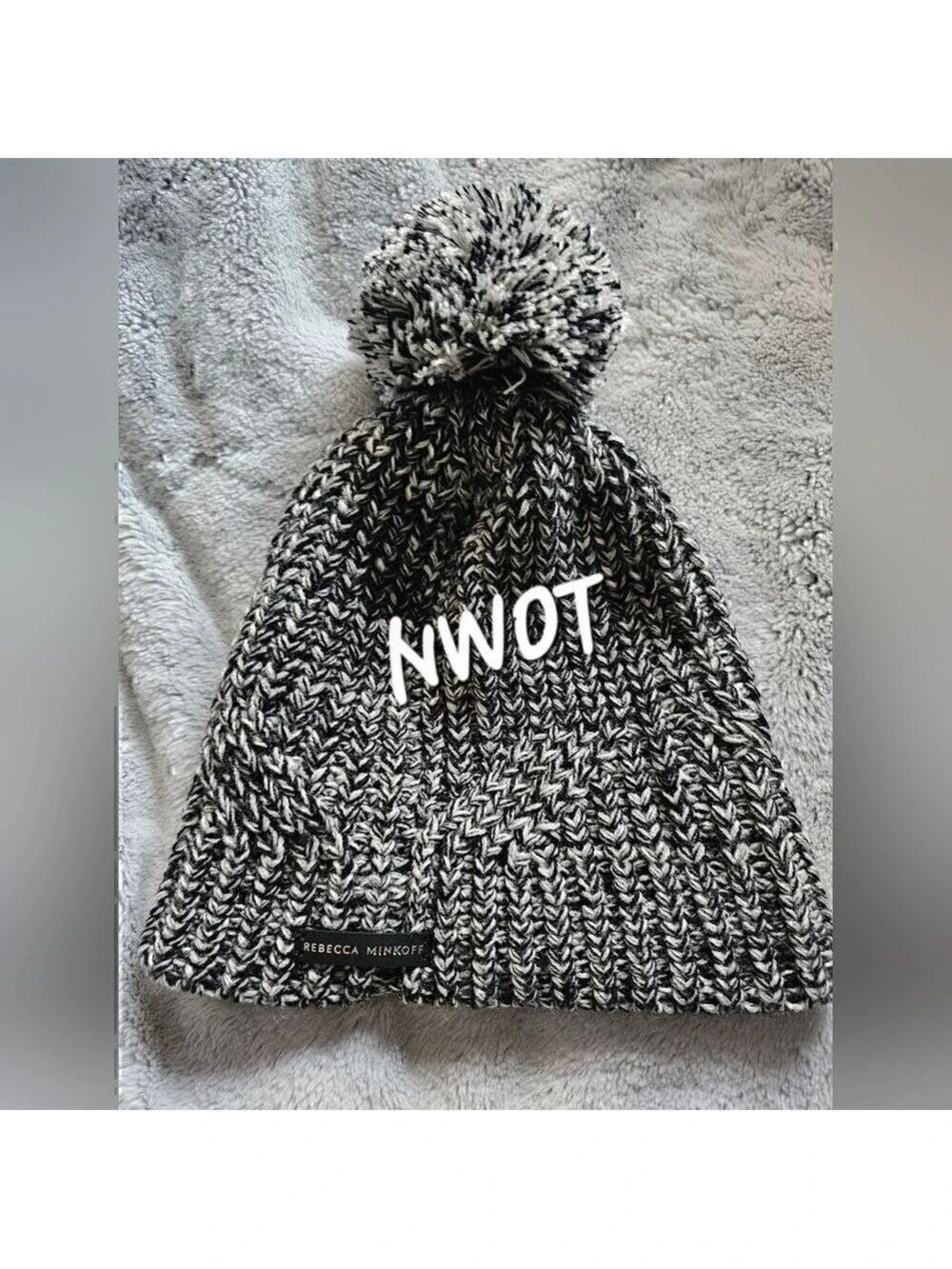 Rebecca Minkoff Black White Hat Hand Warmer Set NWOT